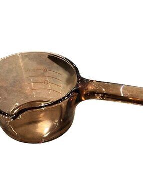 Corning Visions .7 Liter Saucepan Pot W/O LID Amber Glass Spout
